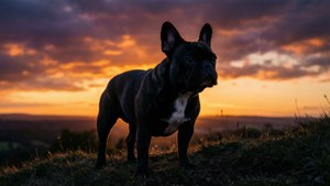 Frenchie Silhouette at Sunset