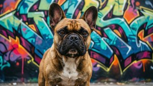 Frenchie with Graffiti Wall