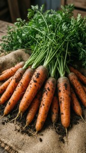 Freshly Harvested Carrots