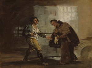 Friar Pedro Offers Shoes to El Maragato and Prepares to Push Aside His Gun