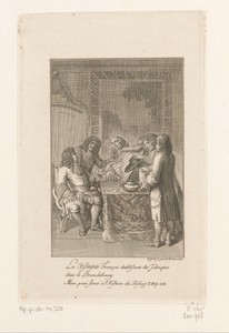 Friedrich Wilhelm bekijkt de stoffen