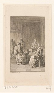 Friedrich Wilhelm in zijn rolstoel naast de kroonjuwelen