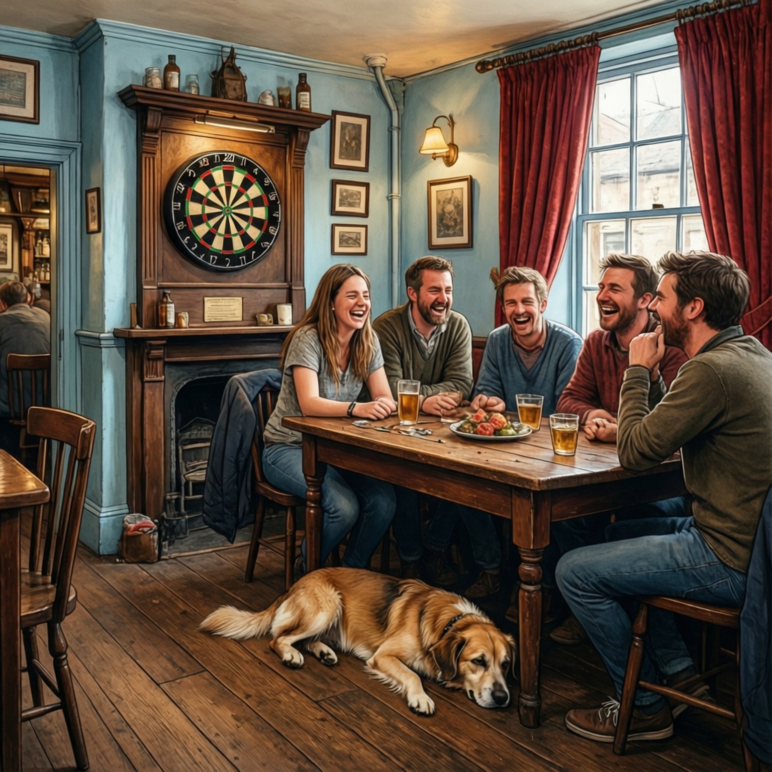 Friends and a Dog by Wallpapers.art Studio