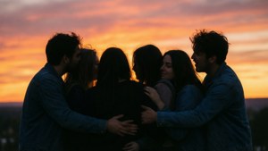 Friends Hug Silhouette