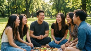 Friends Laughing Outdoors