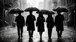Friends Silhouette Rain
