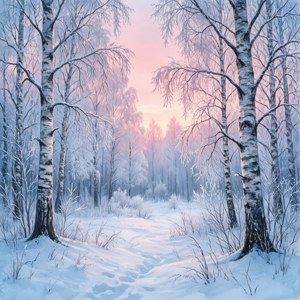 Frosty Birch Sunrise