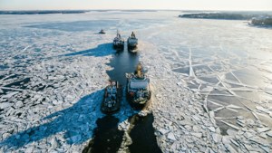 Frozen Baltic Sea Icebreaker