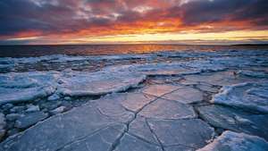 Frozen Gulf Ice Sunset
