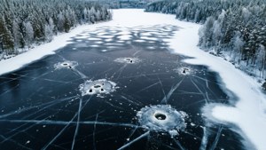 Frozen Lake Ice Fishing