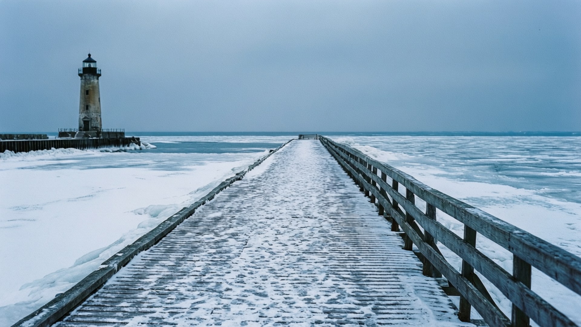 Frozen Pier Winter by Wallpapers.art Studio