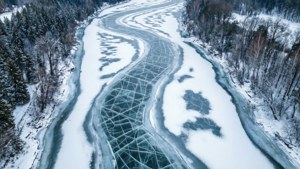 Frozen River Aerial View