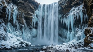 Frozen Waterfall Cascade