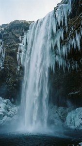 Frozen Waterfall Cascade
