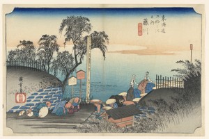 Fujikawa, Approach of a Nobleman, in The Fifty-Three Stations of the Tokaido Road (Tokaido Gojusan Tsugi-no Uchi)