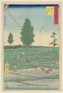 Fukuroi: Famous Totomi Kites (Fukuroi, meibutsu Ensu tako) from the series 53 Stations of Tokaido