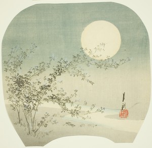 Full Moon and Autumn Flowers by the Stream