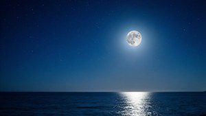 Full Moon Over Sea