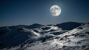 Full Moon Over Snowy Hills