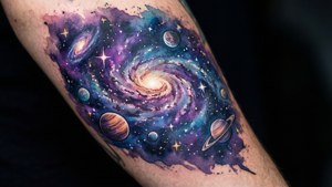 Galaxy Watercolor Tattoo