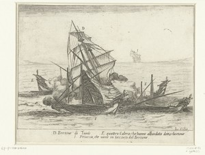 Galeien van Cosimo II de' Medici omsingelen een Turkse bertone