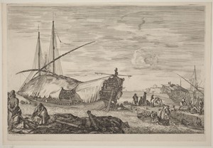 Galley with Deck Covered with Sails