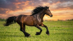 Galloping Horse in Meadow