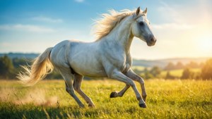 Galloping White Stallion