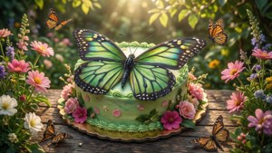 Garden Butterfly Cake Scene