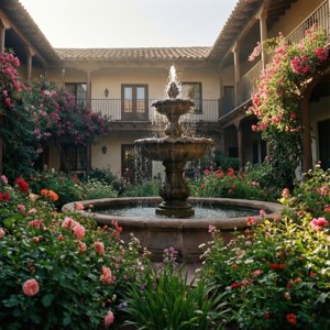 Garden Fountain Morning
