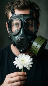 Gas Mask and Flower