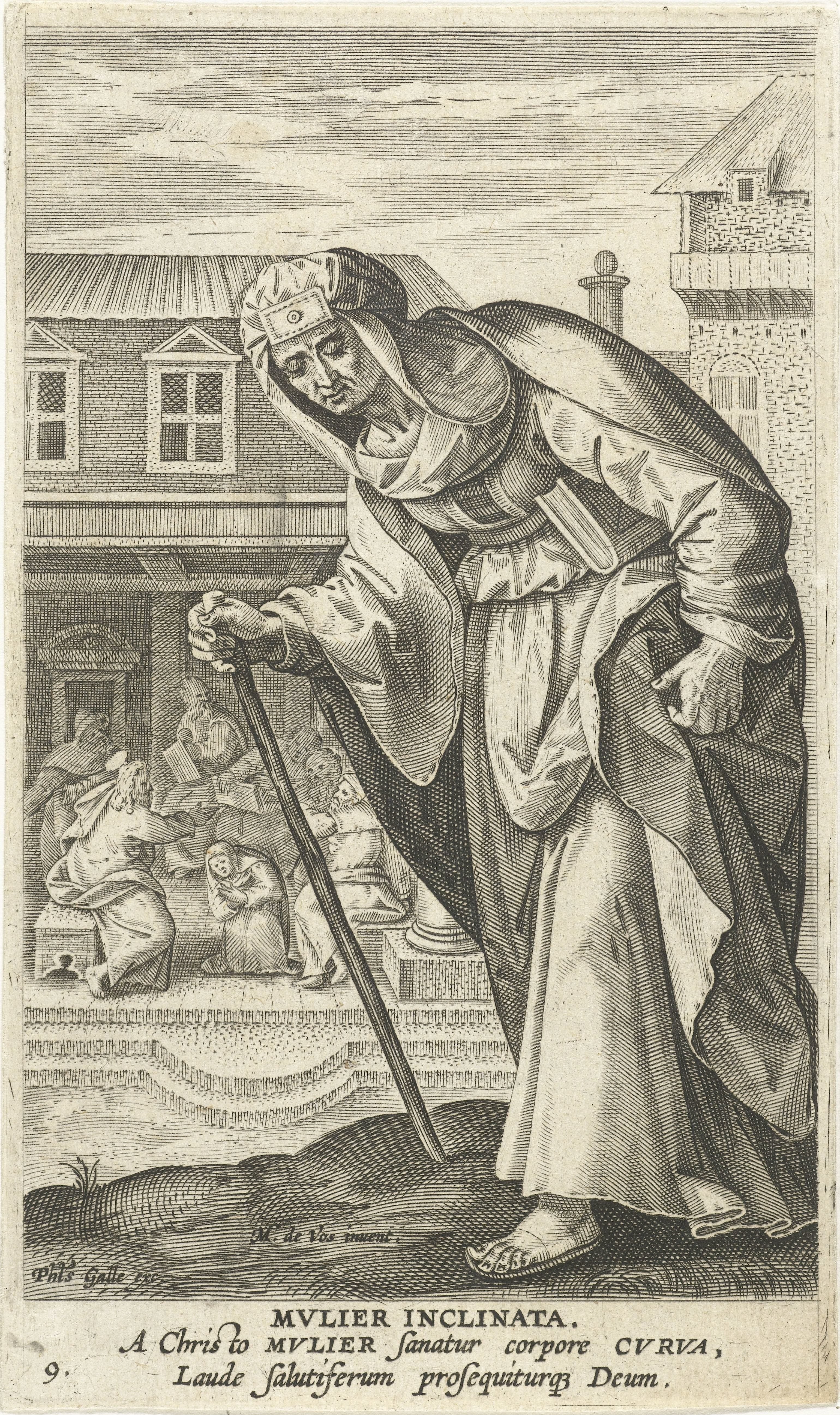 Gebochelde vrouw by Jan Collaert (II)