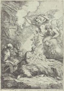 Geboorte van Christus met engelen