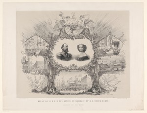 Gedenkblad bij het zilveren huwelijk van koning Willem I en koningin Sophia