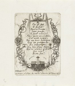 Gedicht met kleine versie van pompgebouw Notre-Dame en waterslangen