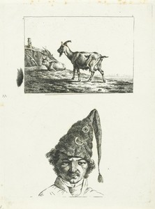Geit en bok en een soldatenkop