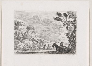 Geiten in een landschap met herders