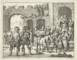 Geketende wederdopers in Oostenrijk nemen afscheid van hun gezinnen, 1540