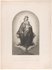 Gekroonde Maria met kind op een wolk