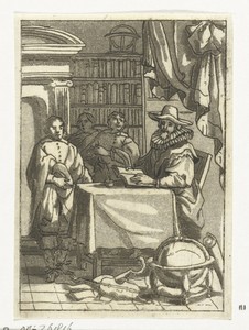 Geleerde in studeervertrek