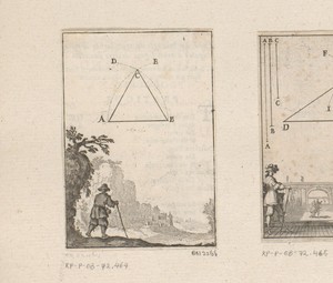Gelijkbenige driehoek met een wandelaar