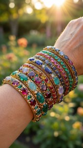 Gemstone Bangles Stack
