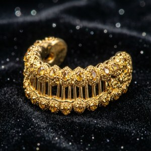 Gemstone Gold Grillz Detail