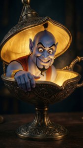 Genie Peeking from Lamp