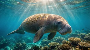 Gentle Dugong at Sunrise
