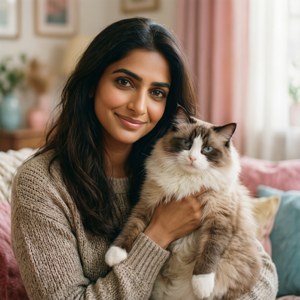 Gentle Sonam With Cat