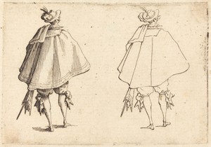 Gentleman in Large Mantle, Seen from Behind