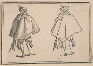 Gentleman in Large Mantle, Seen from Behind