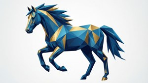 Geometric Blue Horse