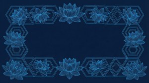 Geometric Blue Lotus Border